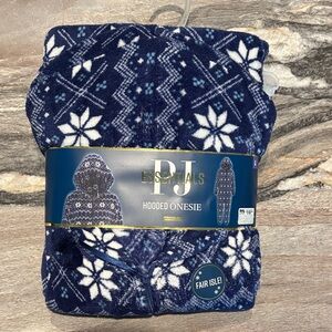Pj Couture Navy and White Snowflake Hooded Onesie